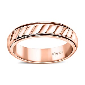 Diamond-cut Band Ring in 18K Vermeil Rose Gold Over Sterling Silver (Size 11.0) 3.20 Grams