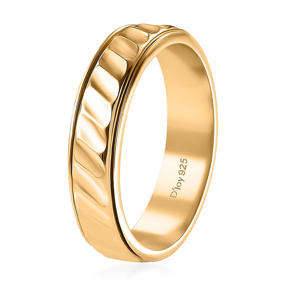 Diamond-cut Band Ring in 18K Vermeil Yellow Gold Over Sterling Silver (Size 8.0) 3.20 Grams image number 3