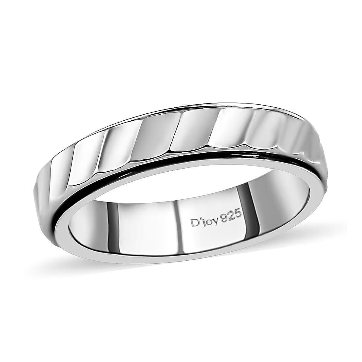 Diamond-cut Band Ring in Rhodium Over Sterling Silver (Size 10.5) 3.20 Grams image number 0