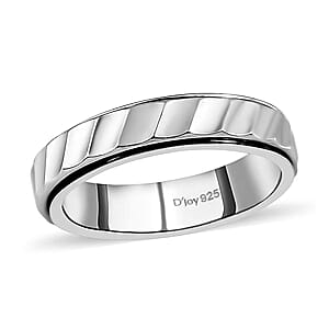 Diamond-cut Band Ring in Rhodium Over Sterling Silver (Size 10.5) 3.20 Grams