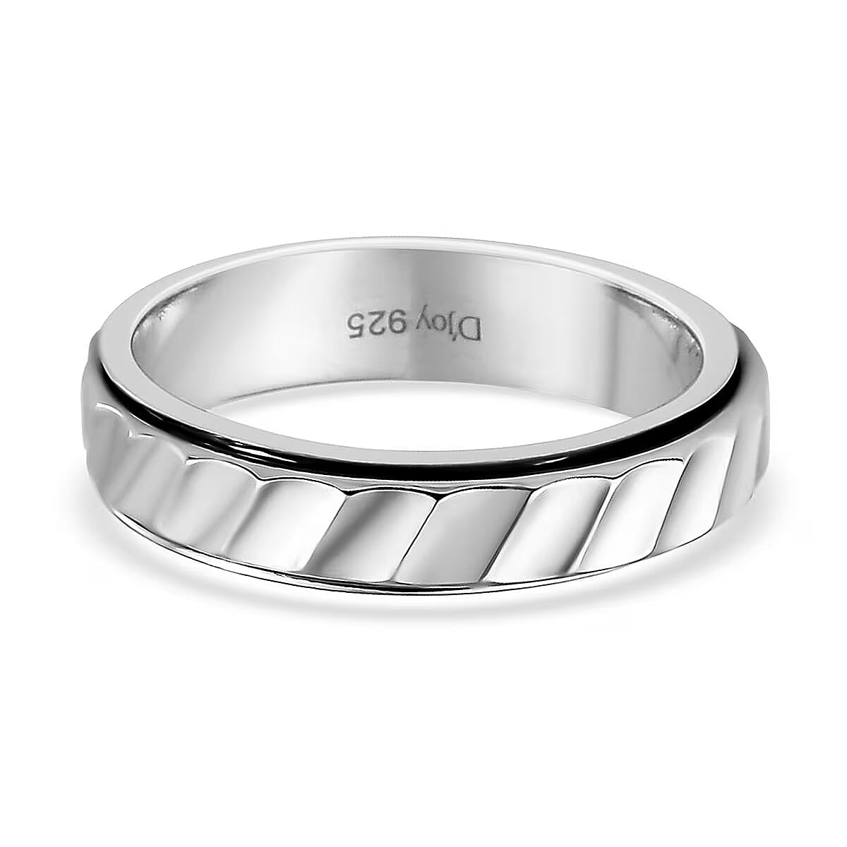 Diamond-cut Band Ring in Rhodium Over Sterling Silver (Size 10.5) 3.20 Grams image number 4