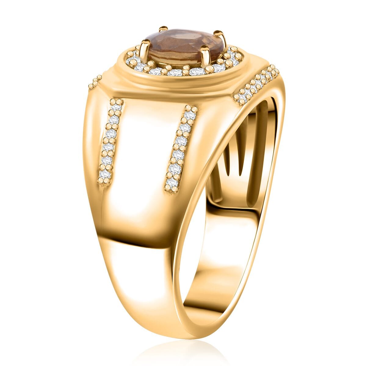 Premium Tanzania Yellow Zircon and White Zircon 1.90 ctw Ring in 18K Vermeil YG Over Sterling Silver (Size 10.0) image number 3