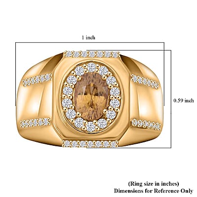 Premium Tanzania Yellow Zircon and White Zircon 1.90 ctw Ring in 18K Vermeil YG Over Sterling Silver (Size 10.0)