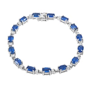 Kashmir Kyanite and Moissanite 9.50 ctw Bracelet in Rhodium Over Sterling Silver (6.50 In)