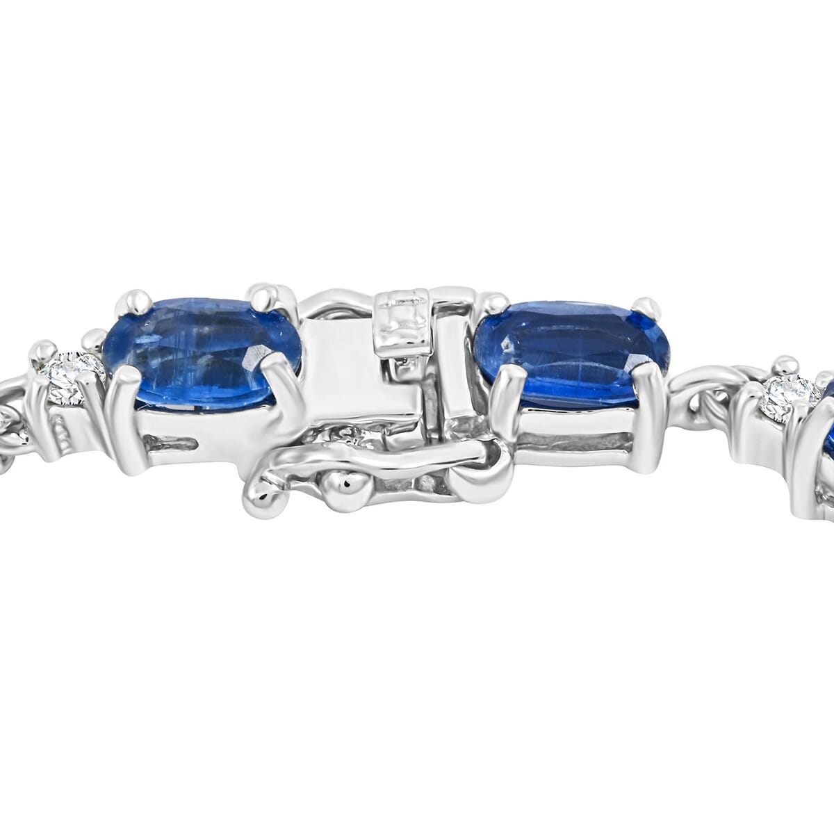 Kashmir Kyanite and Moissanite 9.50 ctw Bracelet in Rhodium Over Sterling Silver (6.50 In) image number 2