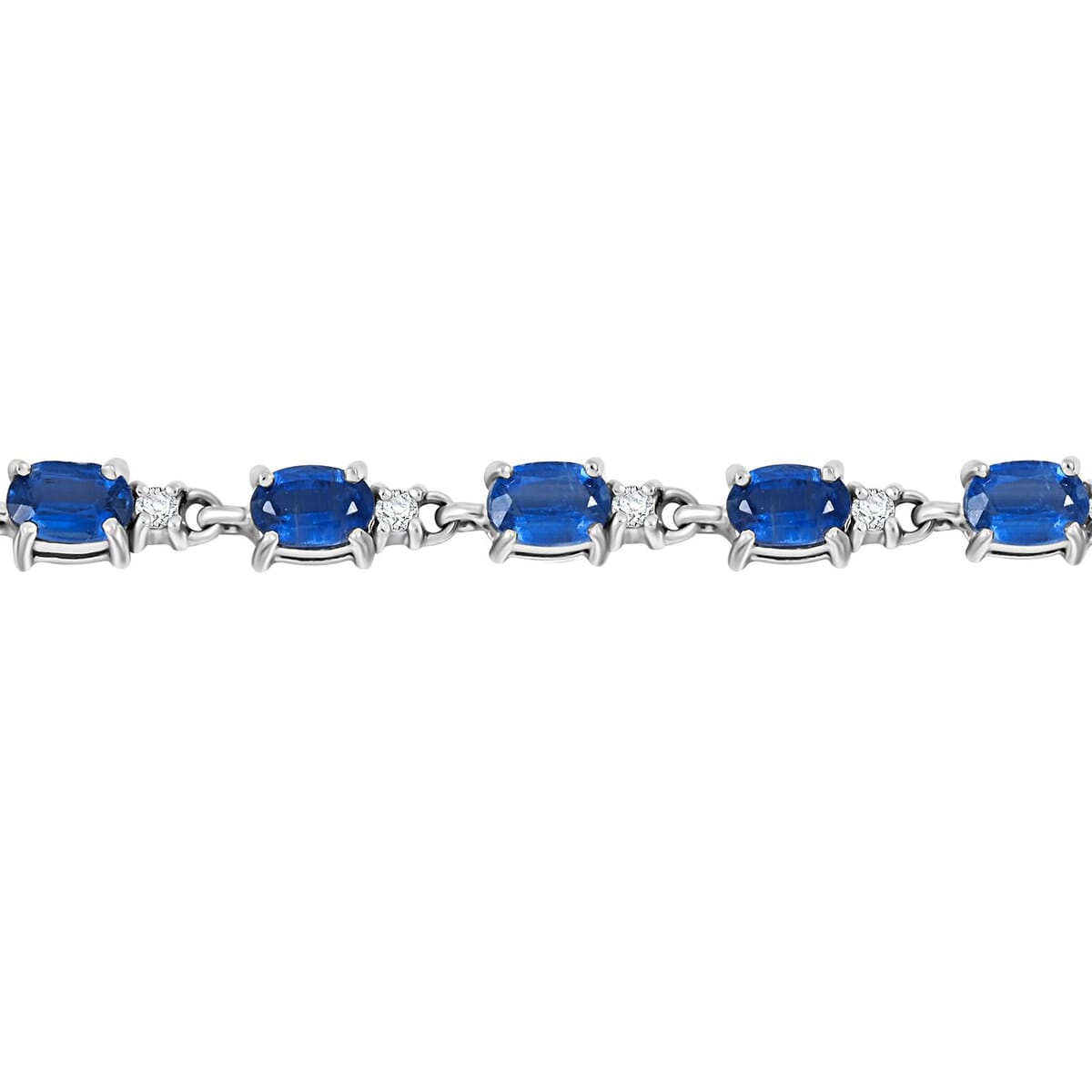 Kashmir Kyanite and Moissanite 9.50 ctw Bracelet in Rhodium Over Sterling Silver (6.50 In) image number 3