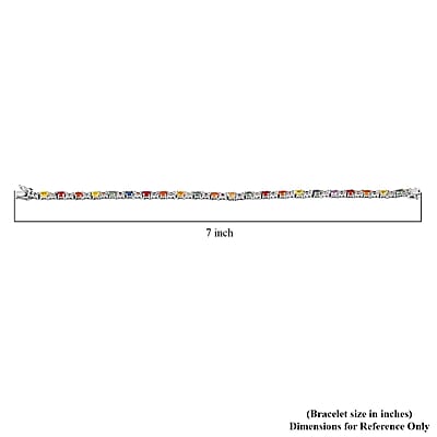 Premium Multi Sapphire and White Zircon 7.00 ctw Bloomfire Bracelet in Rhodium Over Sterling Silver (6.50 In)
