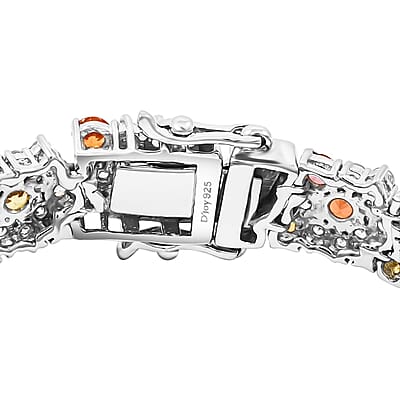 Multi Sapphire and White Zircon 15.60 ctw Rainbow Radiance Bracelet in Rhodium Over Sterling Silver (6.50 In)