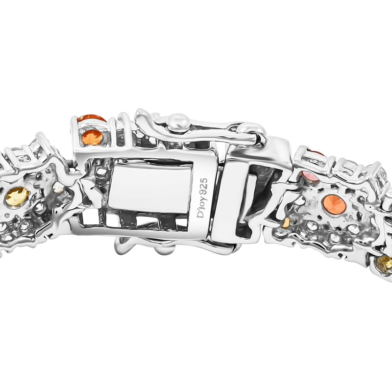 Multi Sapphire and White Zircon 15.60 ctw Rainbow Radiance Bracelet in Rhodium Over Sterling Silver (6.50 In)