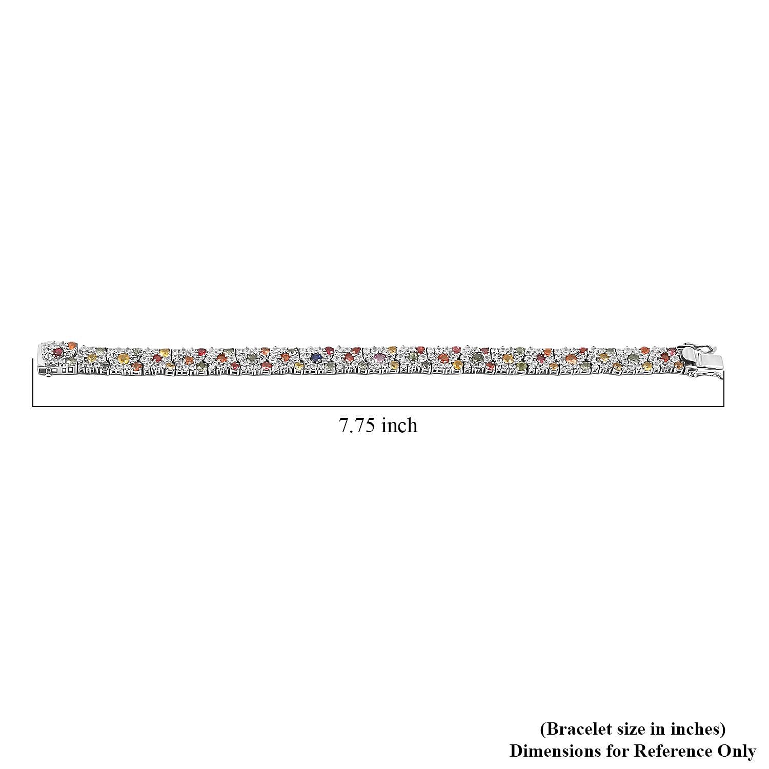 Multi Sapphire and White Zircon 15.60 ctw Rainbow Radiance Bracelet in Rhodium Over Sterling Silver (6.50 In)