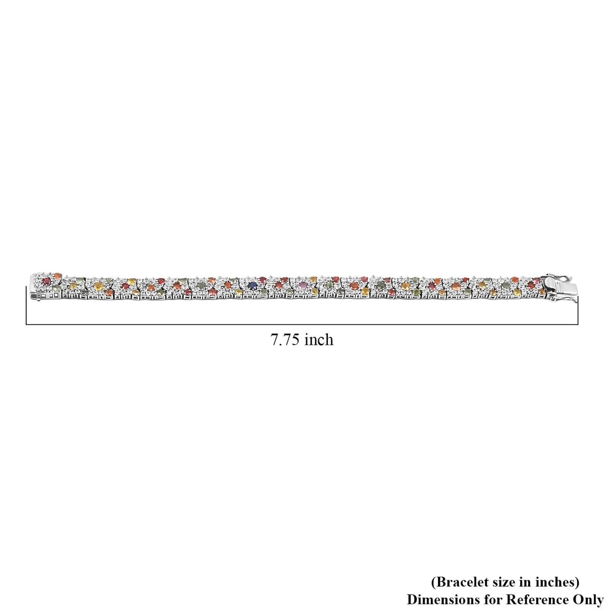 Multi Sapphire and White Zircon 15.60 ctw Rainbow Radiance Bracelet in Rhodium Over Sterling Silver (6.50 In) image number 3