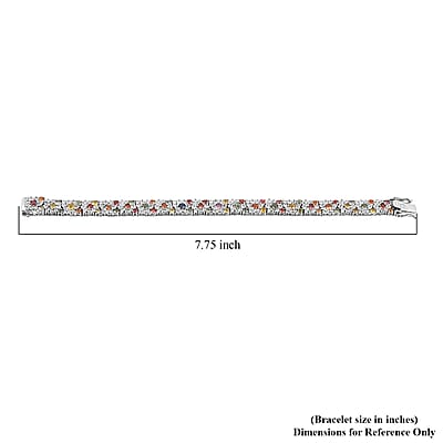 Multi Sapphire and White Zircon 15.60 ctw Rainbow Radiance Bracelet in Rhodium Over Sterling Silver (6.50 In)