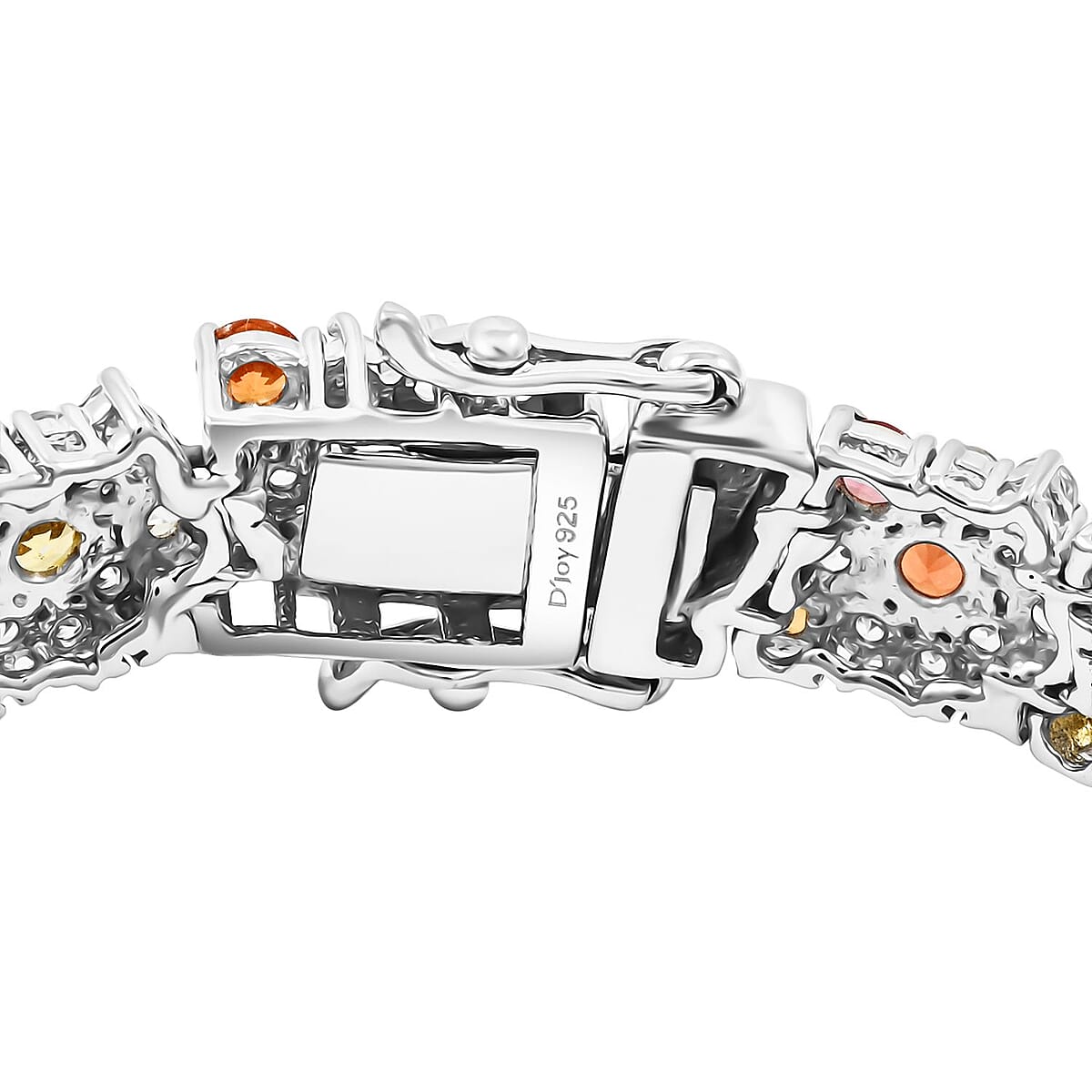 Multi Sapphire and White Zircon 16.15 ctw Rainbow Radiance Bracelet in Rhodium Over Sterling Silve (7.25 In)  image number 2