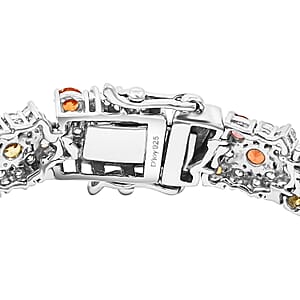 Multi Sapphire and White Zircon 16.15 ctw Rainbow Radiance Bracelet in Rhodium Over Sterling Silve (7.25 In) 