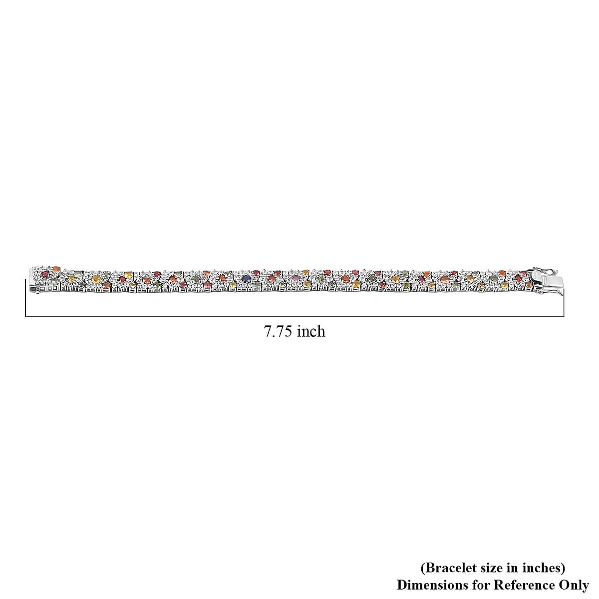 Multi Sapphire and White Zircon 16.15 ctw Rainbow Radiance Bracelet in Rhodium Over Sterling Silve (7.25 In)  image number 3