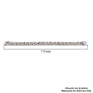 Multi Sapphire and White Zircon 16.15 ctw Rainbow Radiance Bracelet in Rhodium Over Sterling Silve (7.25 In) 