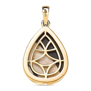 Peanut Wood Jasper and White Zircon Fancy 13.62 ctw Pendant in Goldtone