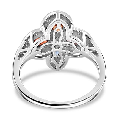 Premium Multi Sapphire and White Zircon 1.60 ctw Whispers of Spring Ring in Rhodium Over Sterling Silver (Size 10.0)