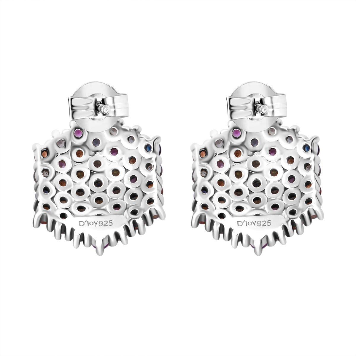 Premium Multi Sapphire 2.50 ctw Jewel Garden Earrings in Rhodium Over Sterling Silver  image number 4