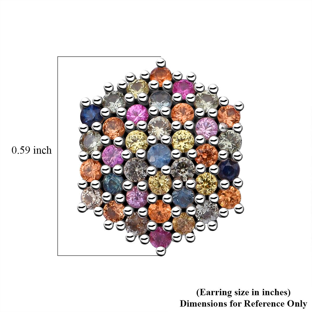 Premium Multi Sapphire 2.50 ctw Jewel Garden Earrings in Rhodium Over Sterling Silver 