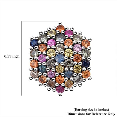 Premium Multi Sapphire 2.50 ctw Jewel Garden Earrings in Rhodium Over Sterling Silver 