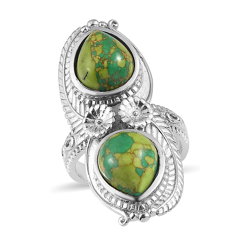 Mojave Green Turquoise 6.85 ctw Fancy Ring in Stainless Steel (Size 10.0)