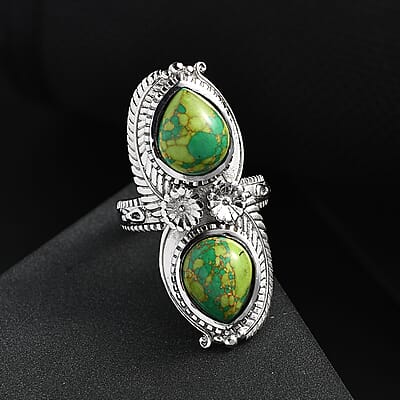 Mojave Green Turquoise 6.85 ctw Fancy Ring in Stainless Steel (Size 10.0)