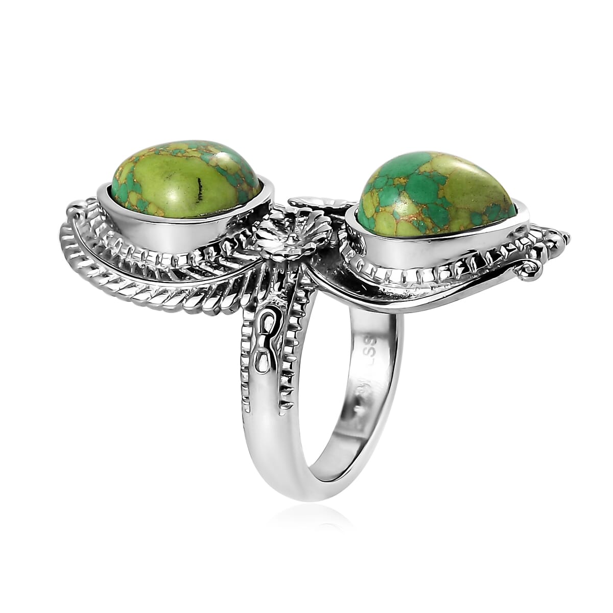 Mojave Green Turquoise 6.85 ctw Fancy Ring in Stainless Steel (Size 10.0) image number 3