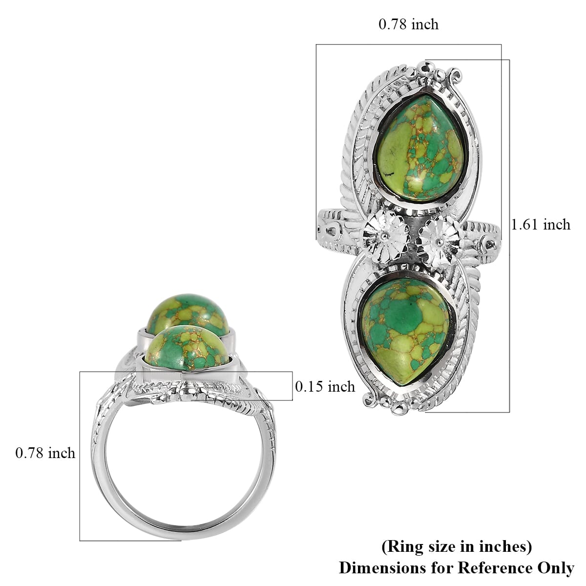 Mojave Green Turquoise 6.85 ctw Fancy Ring in Stainless Steel (Size 10.0) image number 5