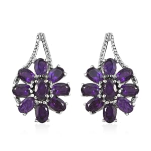 African Amethyst 6.50 ctw Earrings in Stainless Steel