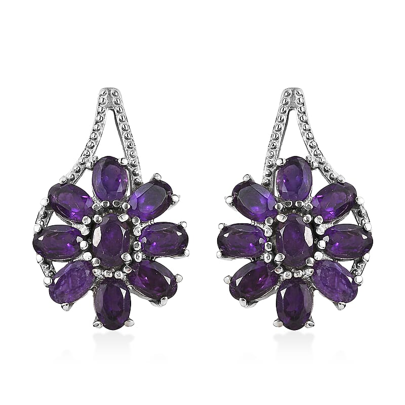 African Amethyst 6.50 ctw Earrings in Stainless Steel