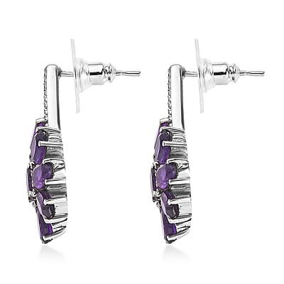 African Amethyst 6.50 ctw Earrings in Stainless Steel