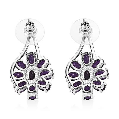 African Amethyst 6.50 ctw Earrings in Stainless Steel