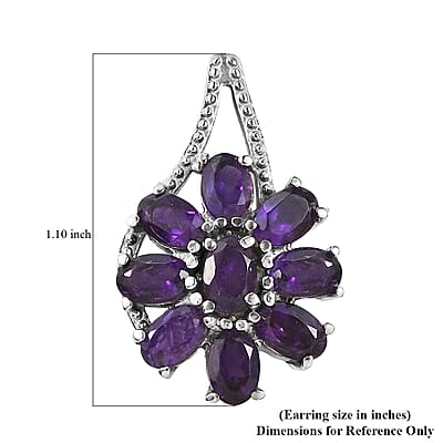 African Amethyst 6.50 ctw Earrings in Stainless Steel