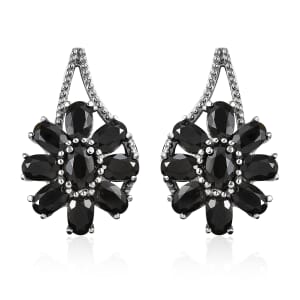 Thai Black Spinel 9.90 ctw Earrings in Stainless Steel 