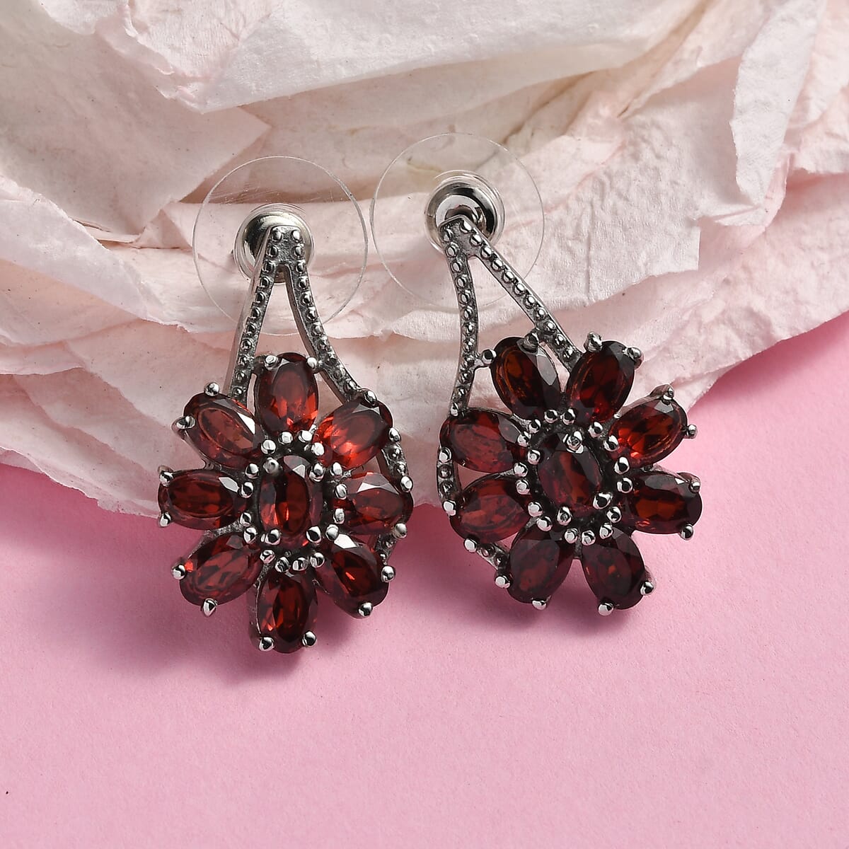 Mozambique Garnet 9.00 ctw Earrings in Stainless Steel image number 1