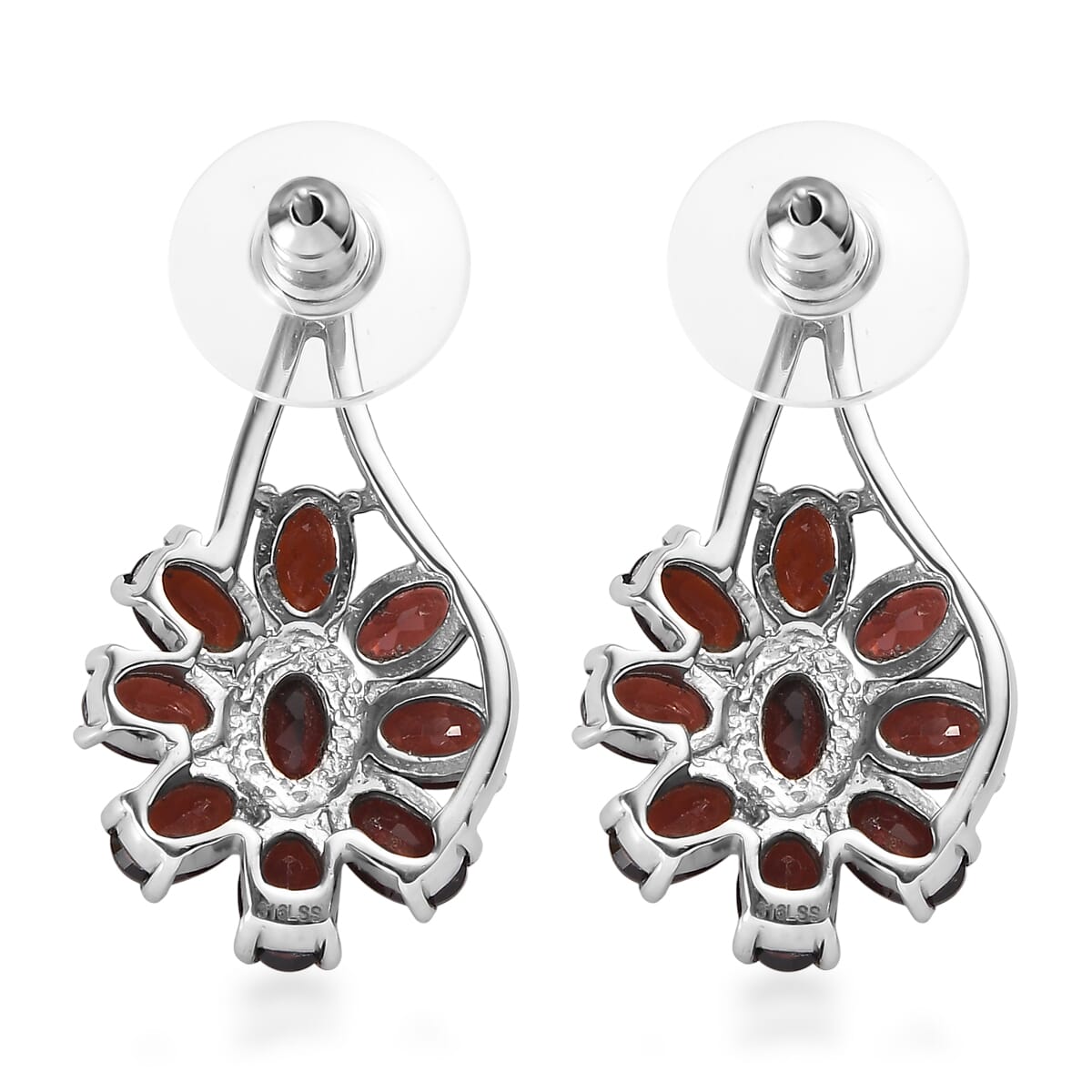 Mozambique Garnet 9.00 ctw Earrings in Stainless Steel image number 4