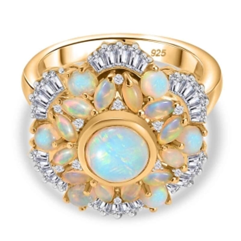 Ethiopian Welo Opal 5.83 ctw Ring in 18K Vermeil Yellow Gold Over Sterling Silver (Size 10.0) (6.38 g)