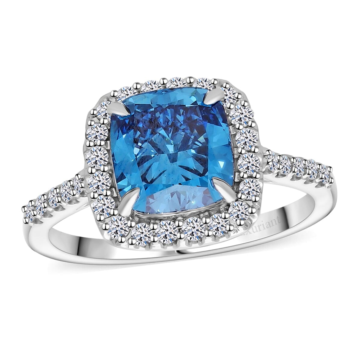 Lab Grown Blue and White Diamond VS 3.50 ctw Ring in 950 Platinum image number 0