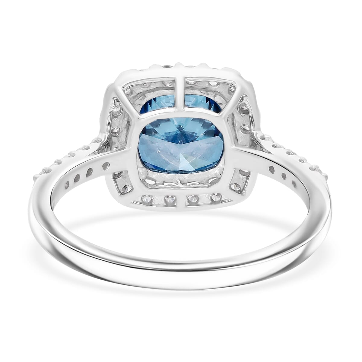Lab Grown Blue and White Diamond VS 3.50 ctw Ring in 950 Platinum image number 3
