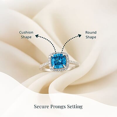 950 Platinum Lab Grown Blue and White Diamond (VS) Ring (Size 10.0) 3.50 ctw