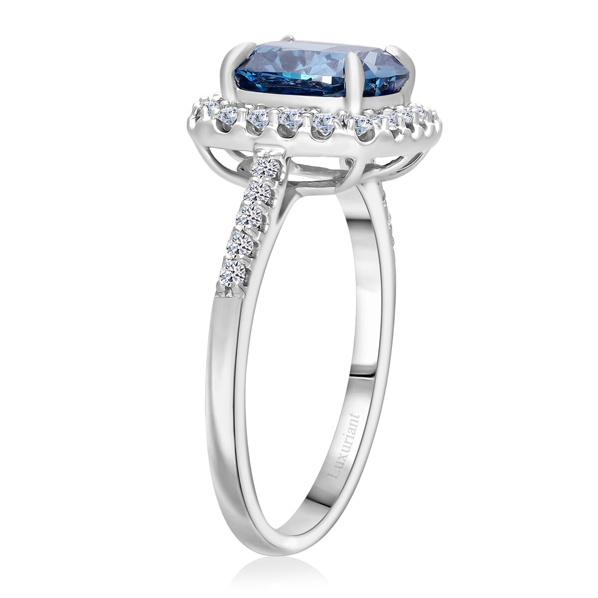 Lab Grown Blue and White Diamond VS 3.50 ctw Ring in 950 Platinum image number 2