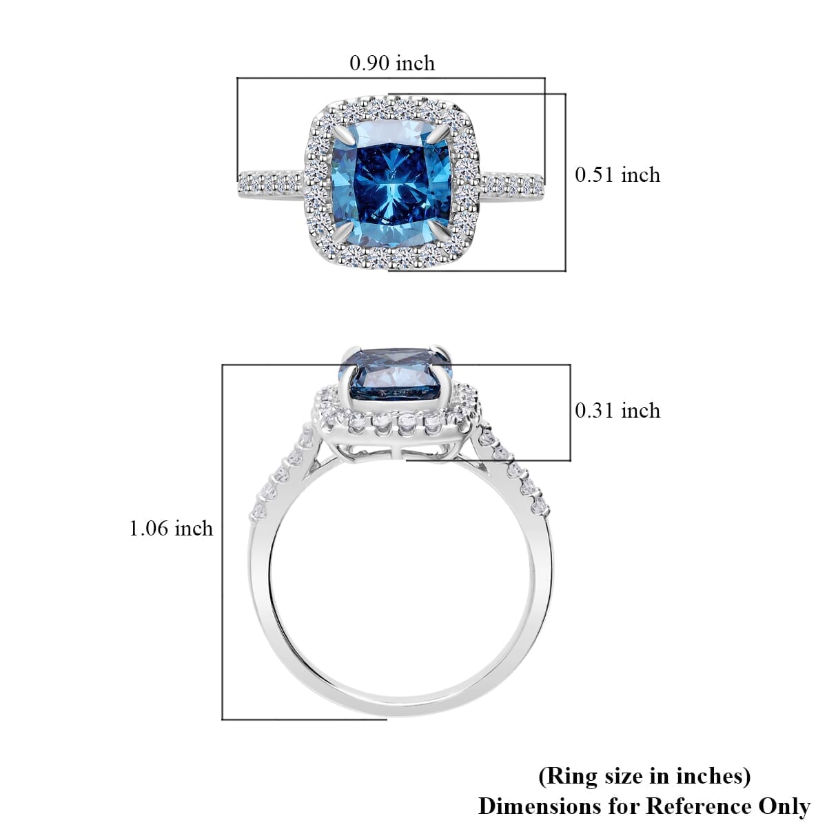 Lab Grown Blue and White Diamond VS 3.50 ctw Ring in 950 Platinum image number 4