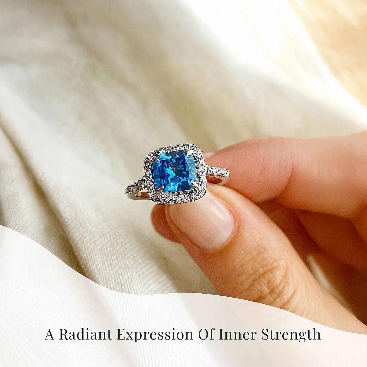 950 Platinum Lab Grown Blue and White Diamond (VS) Ring (Size 6.5) 3.50 ctw image number 5
