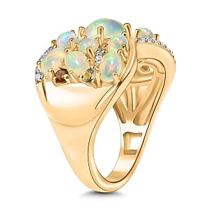 Ethiopian Welo Opal and Multi Gemstone 2.50 ctw Ring in 18K Vermeil YG Over Sterling Silver (Size 10.0)