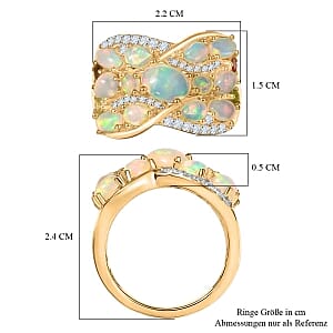 Ethiopian Welo Opal and Multi Gemstone 2.50 ctw Ring in 18K Vermeil YG Over Sterling Silver (Size 10.0)