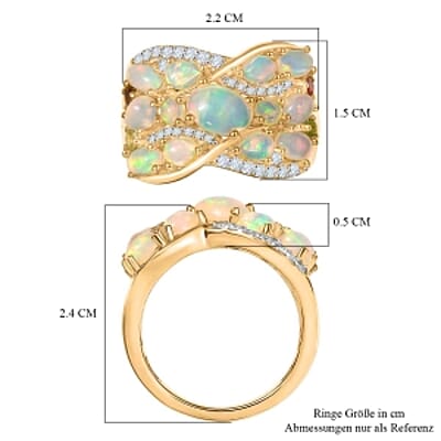 Ethiopian Welo Opal and Multi Gemstone 2.50 ctw Ring in 18K Vermeil YG Over Sterling Silver (Size 10.0)