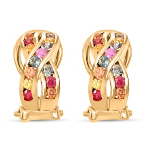Premium Multi Sapphire 1.00 ctw Aurora Dreams Earrings in 18K Vermeil Yellow Gold Over Sterling Silver 