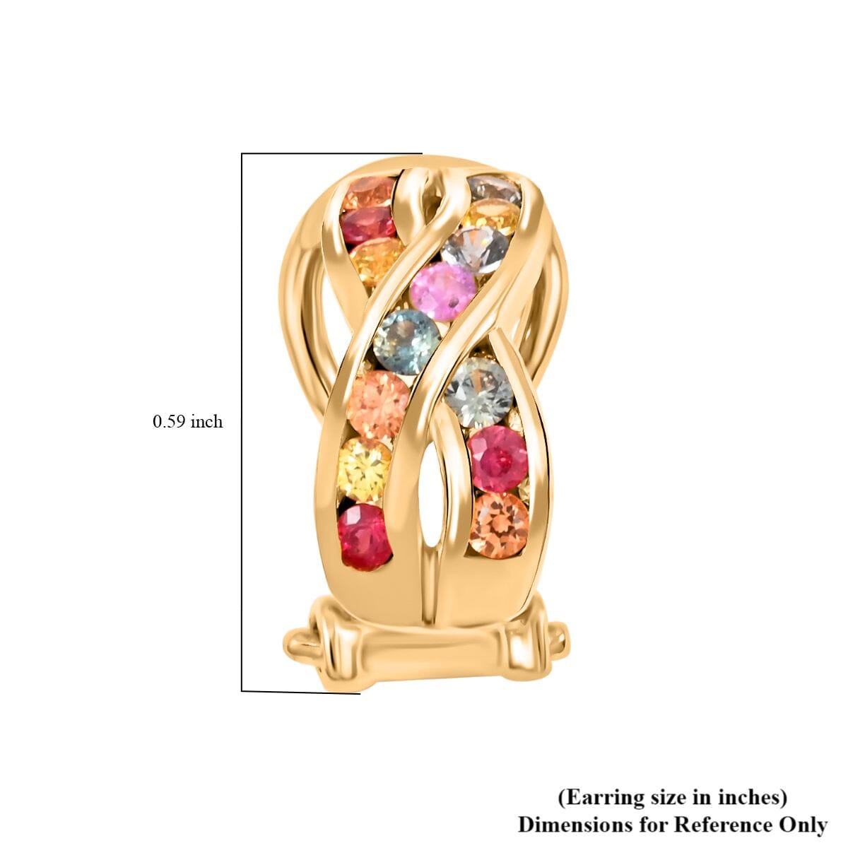 Premium Multi Sapphire 1.00 ctw Aurora Dreams Earrings in 18K Vermeil Yellow Gold Over Sterling Silver  image number 4