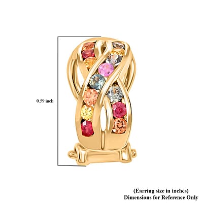 Premium Multi Sapphire 1.00 ctw Aurora Dreams Earrings in 18K Vermeil Yellow Gold Over Sterling Silver 